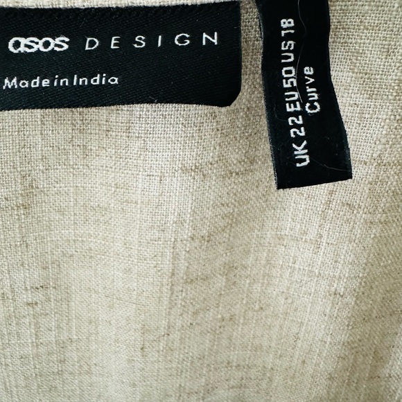 ASOS Design Linen Blend Button Down Women Shirt Dress Size 18 - Picture 5 of 8